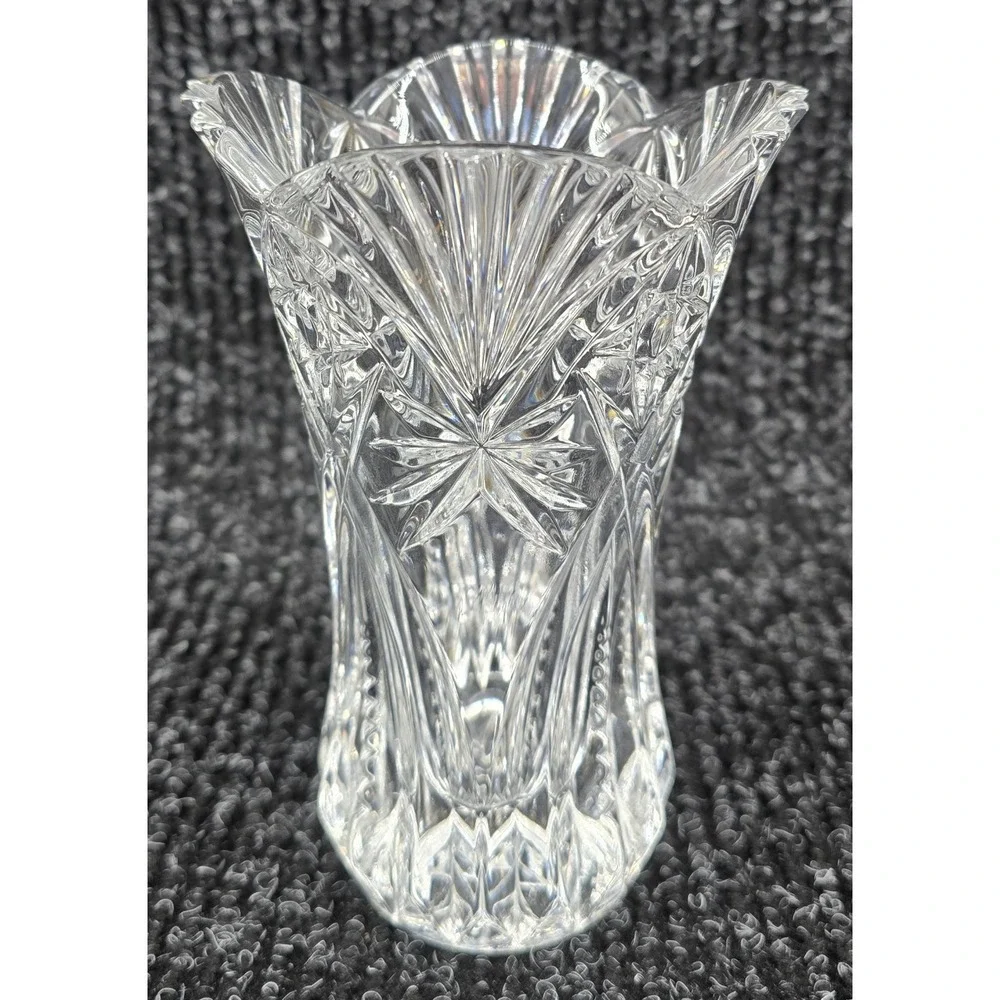 Vtg Cristal D'Arques Heavy Vincennes Cut Lead Crystal Vase JG Durand France 6.5